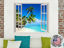Load image into Gallery viewer, Palm Trees Wall Decal. Nautical Vinyl Sticker Murals. Sea Ocean Window Decor. Removable Decal. Sea Bedroom Decor. Palm Above Bed Decals NT95