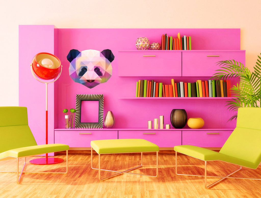 Panda head Polygonal Wall decal, Panda Polygon sticker, modern wall art, panda decorations for bedroom, panda wall art Multi Color GD61