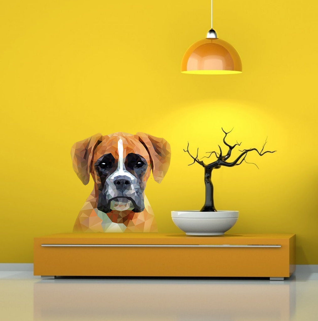 Boxer Dog Polygonal Wall decal, living room decor ,wall decoration Dog Polygon sticker,modern wall art, Multi Color GD63