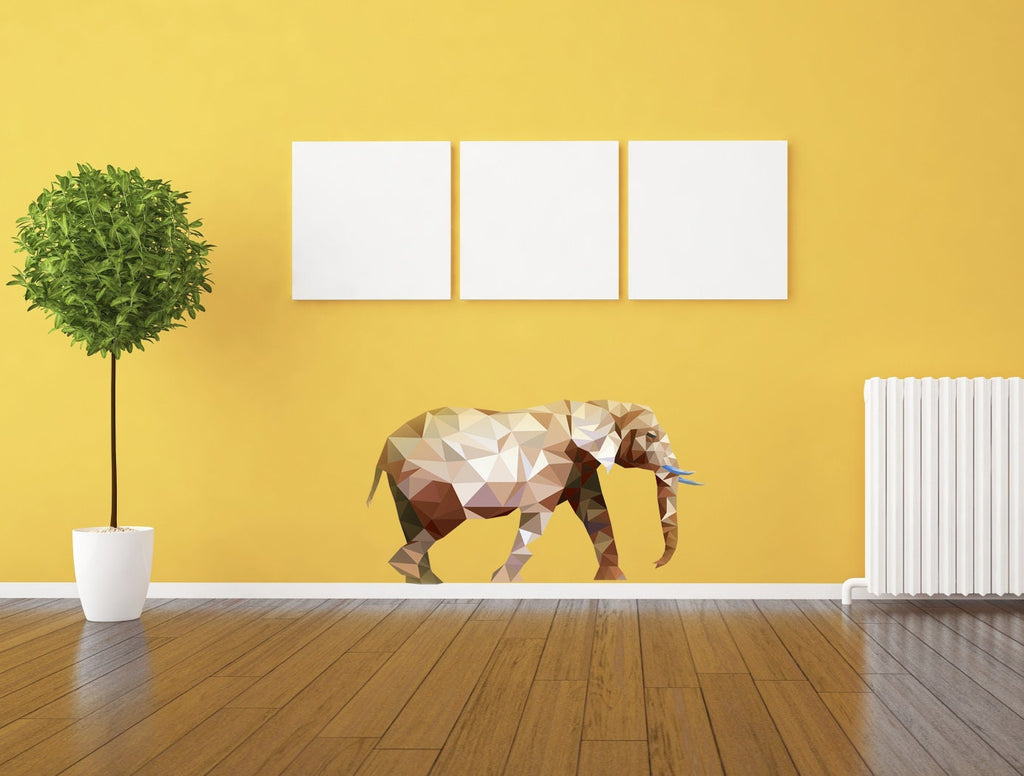 Elephant Polygonal Wall decal, Elephant Polygon sticker,modern wall art, Multi Color GD64
