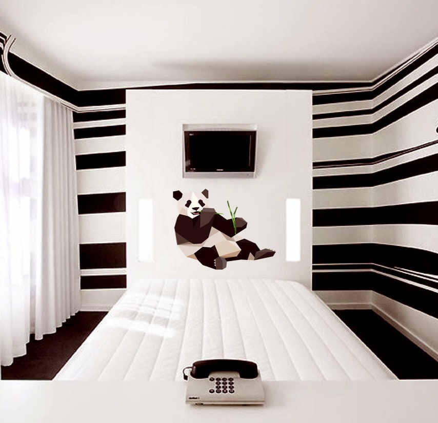 Panda Animal Polygonal Wall decal, Panda Polygon sticker, modern wall art, Pandas Wall Sticker, Light Switch Décor Decals Multi Color GD65