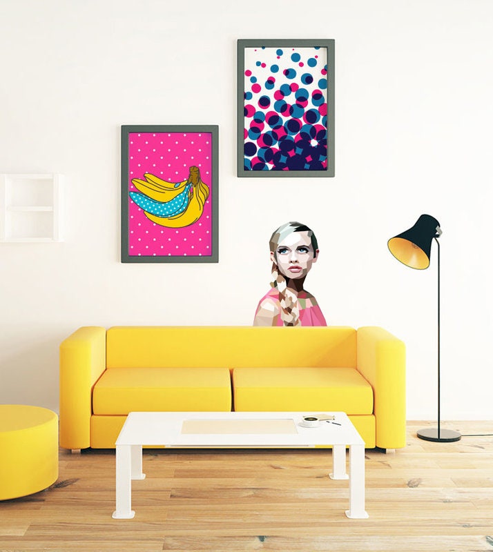 Hair salon Girl Polygonal Wall decal, Hairdresser Beauty Salon Polygonal Girls Wall Art Stickers Decals Vinyl Home Room Decor GD66