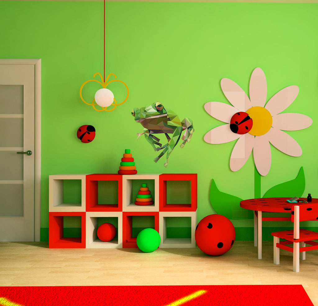 Frog Polygonal Wall decal, Frog Polygon sticker,modern wall art, Multi Color GD69