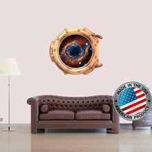 Load image into Gallery viewer, 3D Porhole Wall Decal. Space Wall Mural Kids Room. Porthole Window Sticker Boy Bedroom. Dark Galaxy View Sticker. Study Room Decor LP9