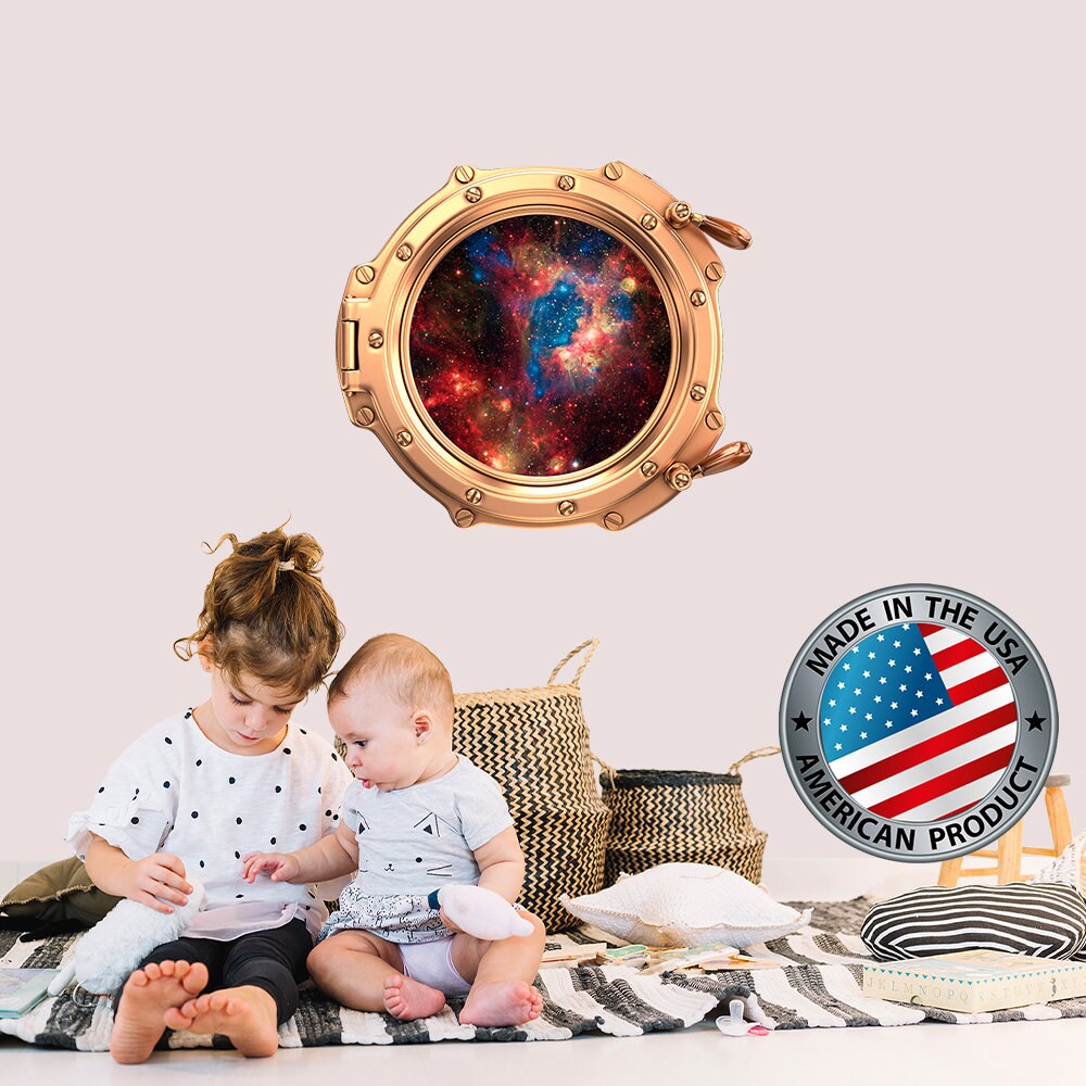 Space Wall Decal Kids Room. Porthole Wall Mural Boy Bedroom. Galaxy View Sticker. Stars Wall Decal. Space Decor. 3D Porthole Window LP10