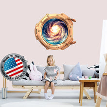 Load image into Gallery viewer, Space Wall Decal Kids Room. Porthole Wall Mural Girl Bedroom. Galaxy View Sticker. Stars Wall Decal. Space Decor. 3D Porthole Window LP11