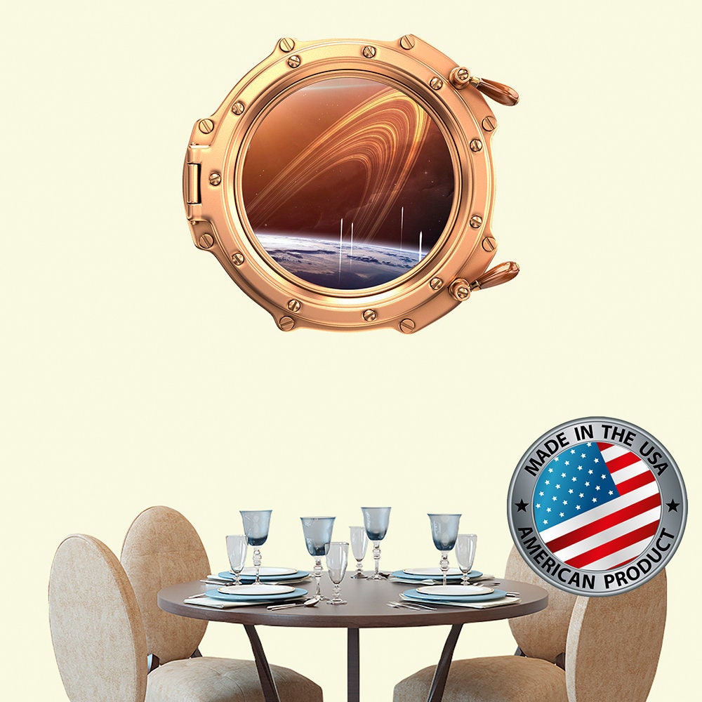 3D Porhole Wall Decal. Space Wall Mural Kids Room. Porthole Window Sticker Dining room. Galaxy View Sticker. Study Room Decor LP13