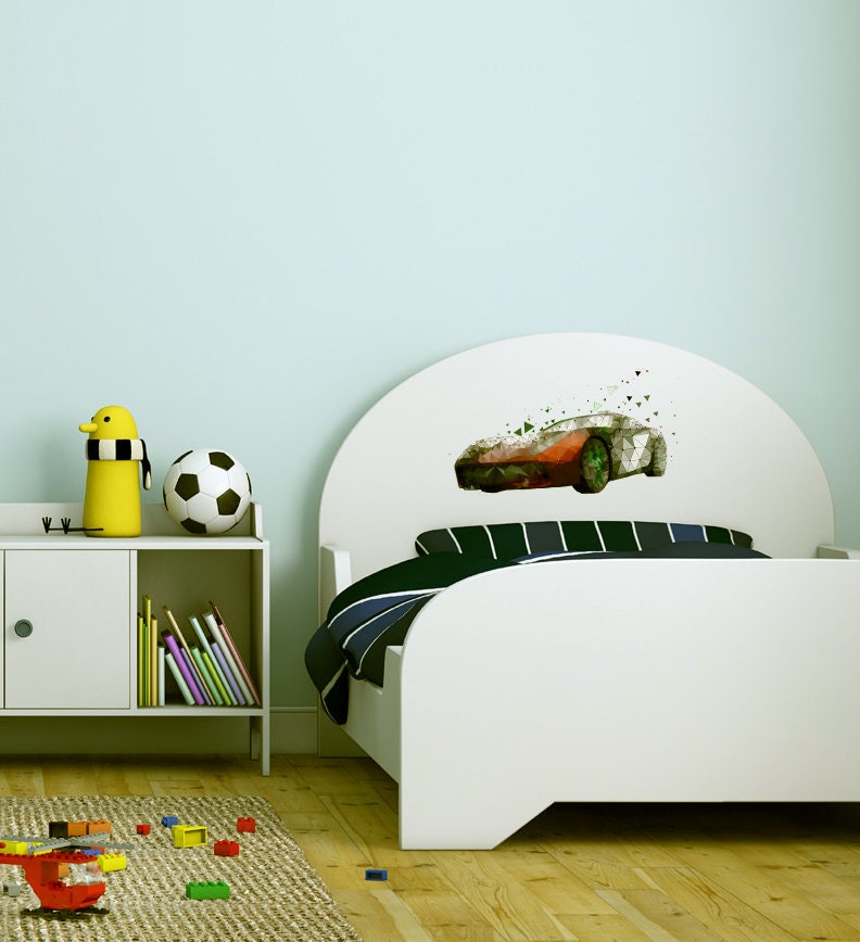 Sport car Polygonal Wall decal, car Polygon sticker,modern wall art, Multi Color GD72