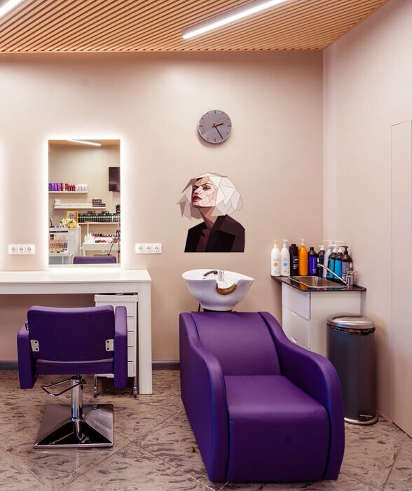 Hair salon Girl Polygonal Wall decal, Hairdresser Beauty Salon Polygonal Girls Wall Art Stickers Decals Vinyl Home Room Decor - GD74