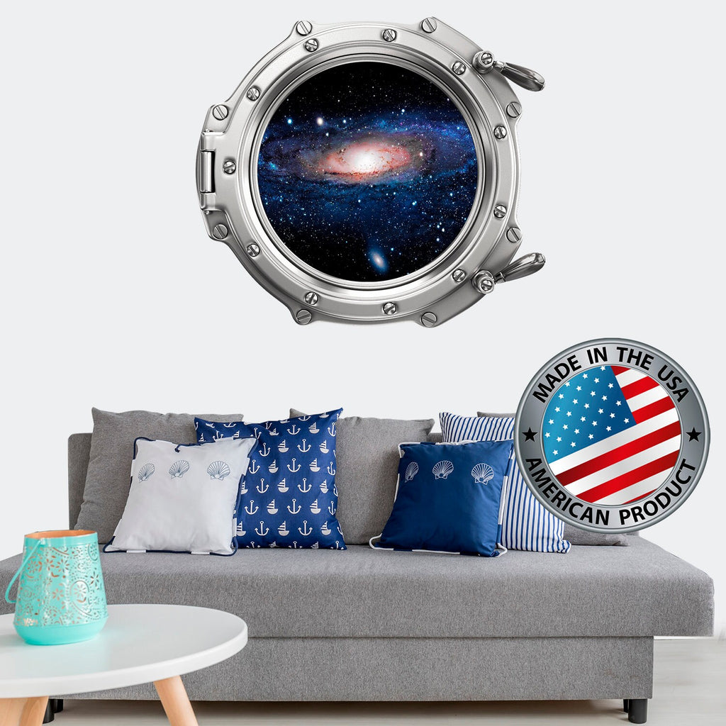 Space Wall Decal Kids Room. Porthole Wall Mural Boy Bedroom. Galaxy View Sticker. Stars Wall Decal. Space Decor. 3D Porthole Window LP15