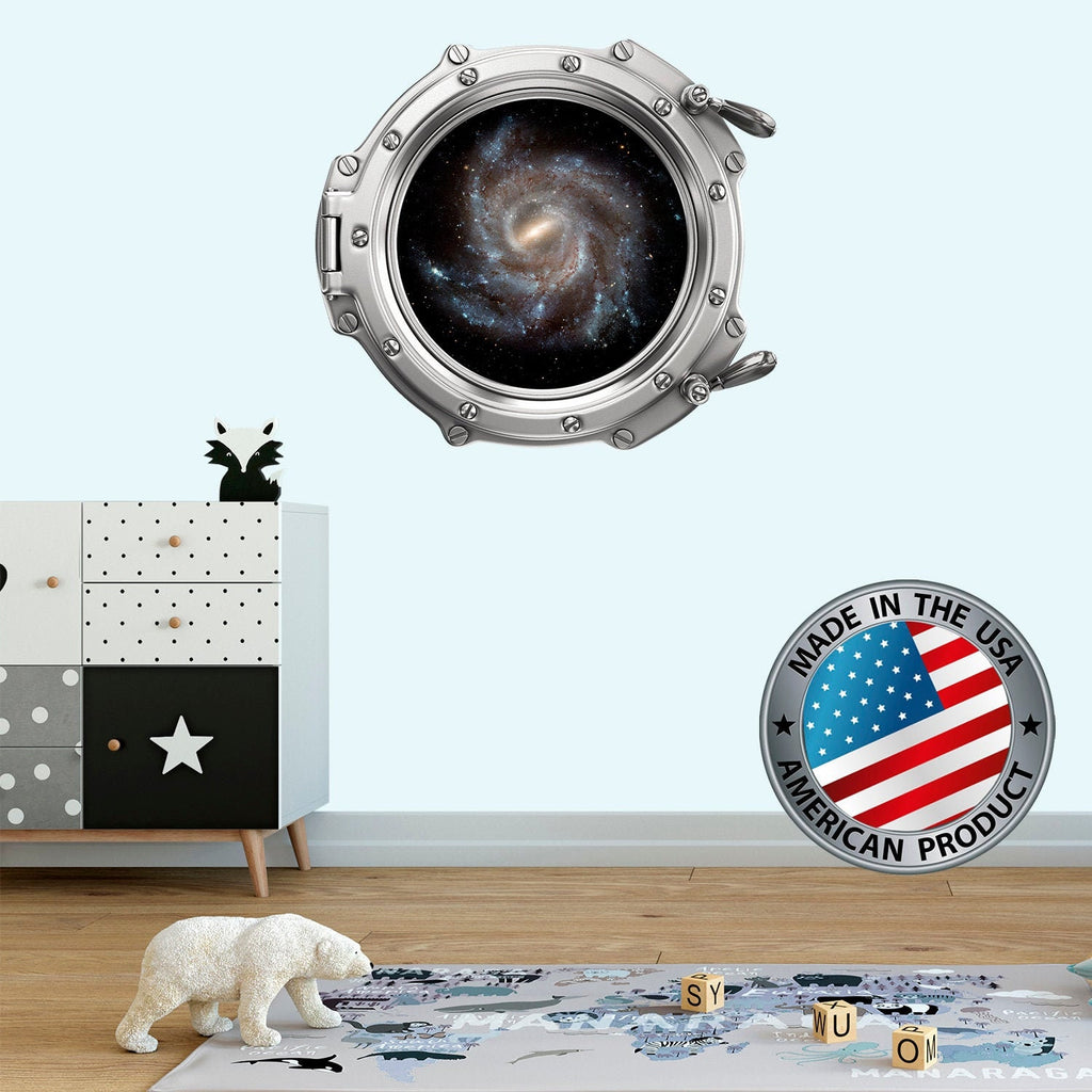 Space Wall Decal Kids Room. Porthole Wall Mural Girl Bedroom. Galaxy View Sticker. Stars Wall Decal. Space Decor. 3D Porthole Window LP19