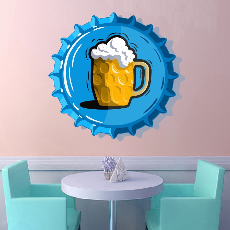 Beer Cork Mug Wall decal, Beer Cork Wall sticker,modern wall art, Multi Color GD-173