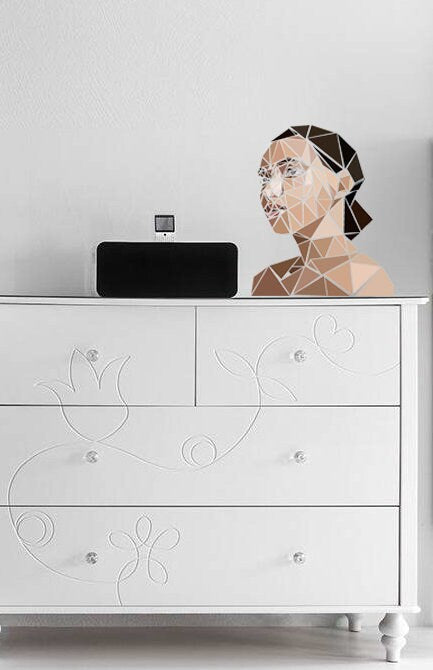 Hair salon Girl Polygonal Wall decal, Hairdresser Beauty Salon Polygonal Girls Wall Art Stickers Decals Vinyl Home Room Decor - GD175