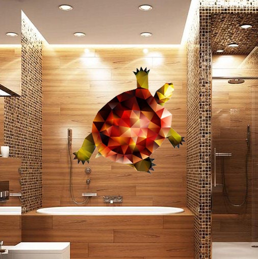 Turtle Animal Polygonal Wall decal,Cute Turtle Wall Sticker Decal Animal Kids Nursery Bedroom Bathroom, Multi Color GD177