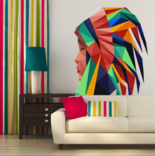 Load image into Gallery viewer, Native American Boy Polygonal Wall decal, Native Polygon sticker,modern wall art, Multi Color GD178