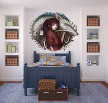 Load image into Gallery viewer, Anime Girl With Rat Wall Decals For Girls Bedroom Anime Wall Decal, Anime Wall Sticker, Anime Wall Decor, Anime Girl with Fantasy AN-3