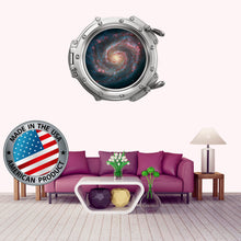 Load image into Gallery viewer, Space Wall Decal Kids Room. Porthole Wall Mural Girl Bedroom. Galaxy View Sticker. Stars Wall Decal. Space Decor. 3D Porthole Window LP29