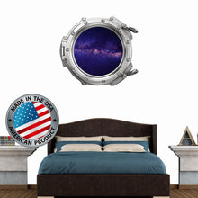 Load image into Gallery viewer, Space Wall Decal Kids Room. Porthole Wall Mural Girl Bedroom. Galaxy View Sticker. Stars Wall Decal. Space Decor. 3D Porthole Window LP38