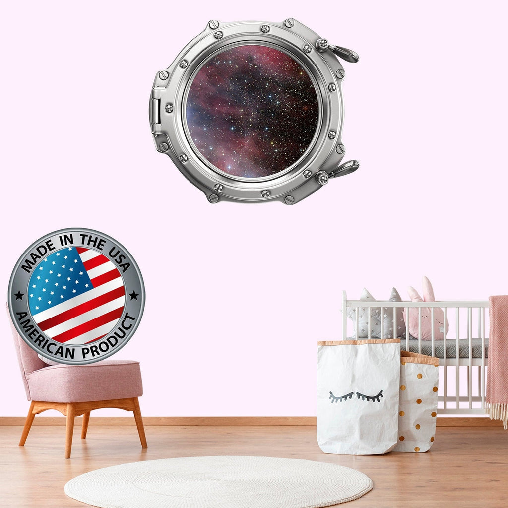 Space Wall Decal Kids Room. Porthole Wall Mural Girl Bedroom. Galaxy View Sticker. Stars Wall Decal. Space Decor. 3D Porthole Window LP41