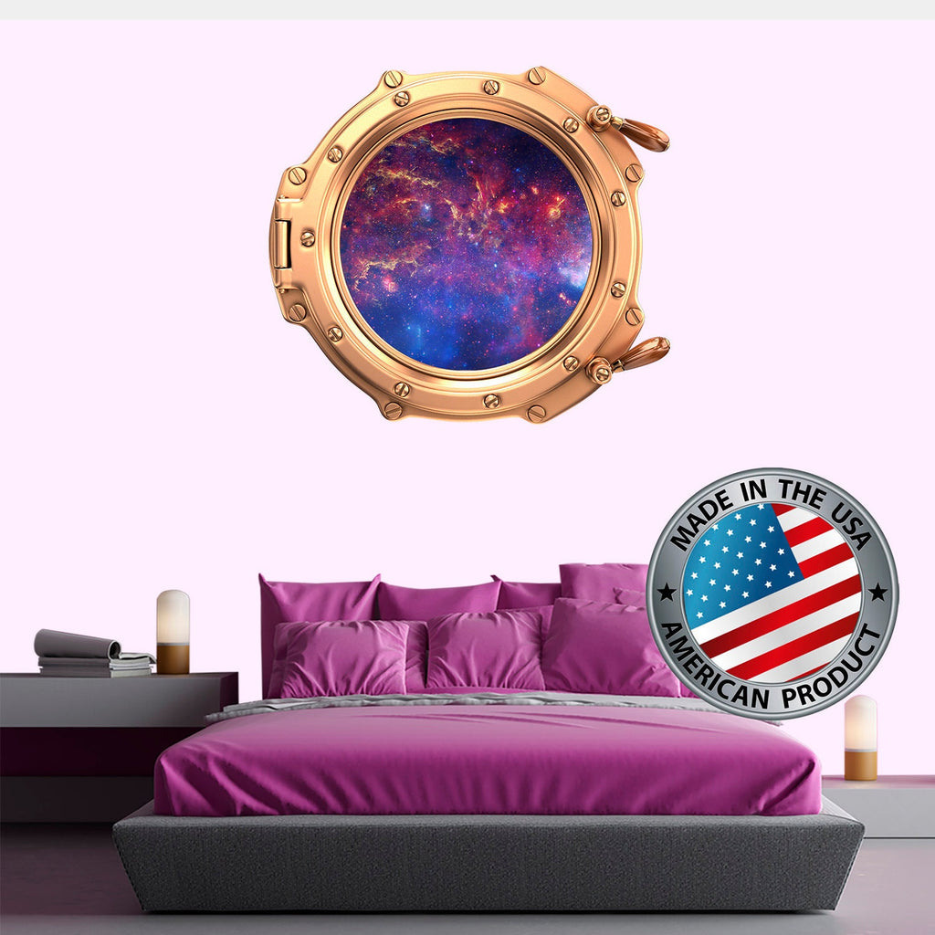 Space Wall Decal Kids Room. Porthole Wall Mural Boy Room. Galaxy View Sticker. Stars Wall Decal. Space Decor. 3D Porthole Window LP45