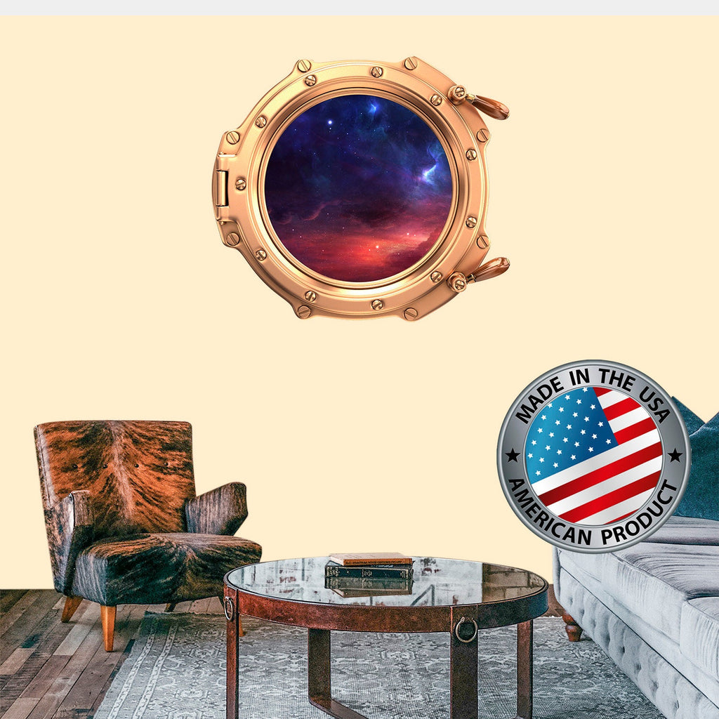 Space Wall Decal Kids Room. Porthole Wall Mural Boy Room. Galaxy View Sticker. Stars Wall Decal. Space Decor. 3D Porthole Window LP47