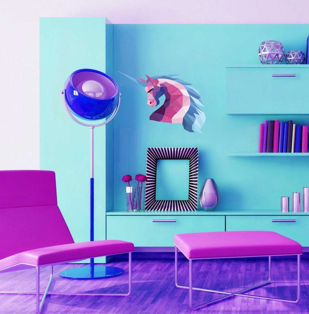 Magical Unicorn Polygonal Wall decal, Unicorn Polygon sticker,unicorn room decor for girls bedroom, unicorn room decor, Multi Color GD179