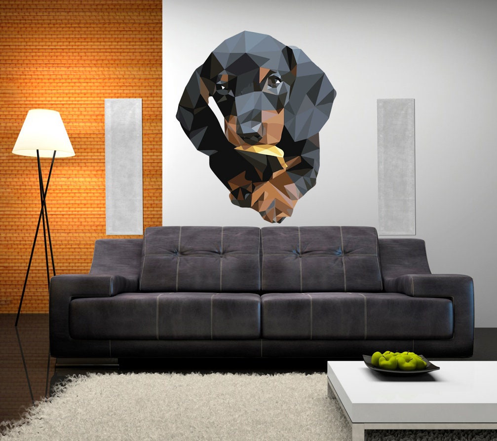 Dog Dachshund Polygonal Wall decal, dog stickers, dog decorations for the home, home decor, living room decor, dog sticker Multi Color GD180