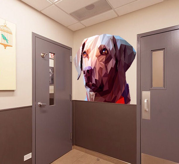 Dog labrador Polygonal Wall decal, living room decor, dogs wall decals, Vinyl Waterproof Sticker Decal Car Laptop Wall Multi Color GD184