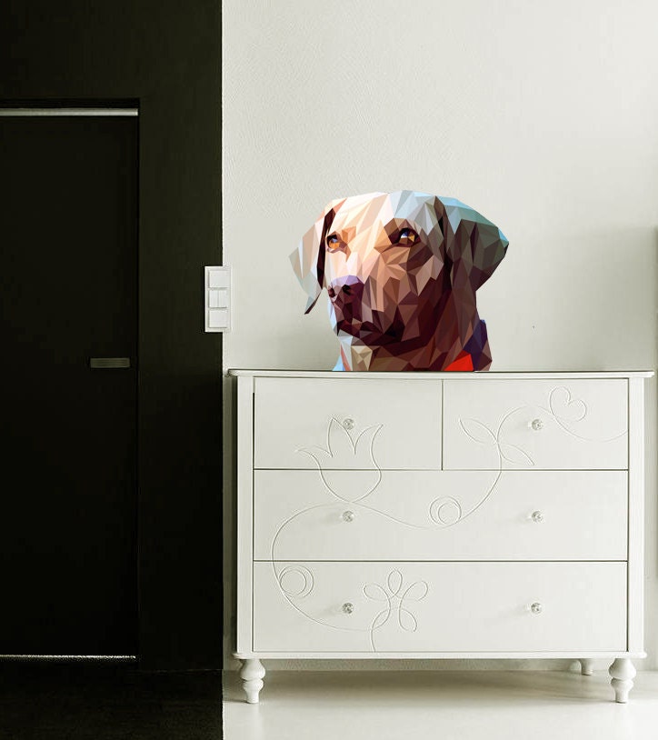 Dog labrador Polygonal Wall decal, living room decor, dogs wall decals, Vinyl Waterproof Sticker Decal Car Laptop Wall Multi Color GD184