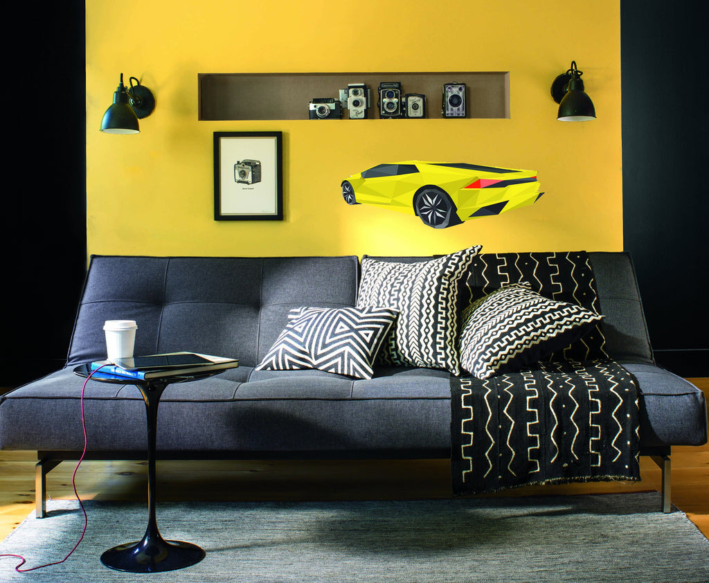 Sport car Polygonal Wall decal, car Polygon sticker,modern wall art, Multi Color GD75