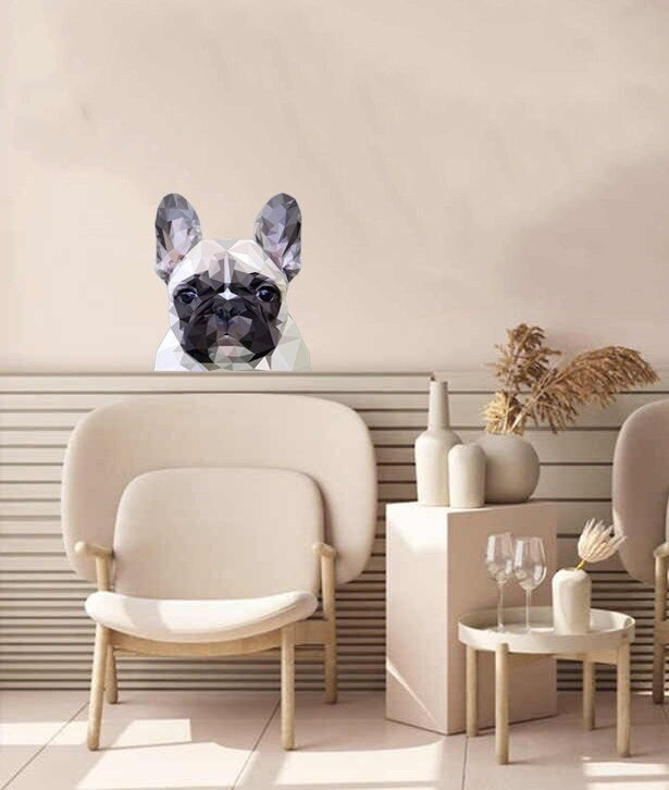 Bull Dog Polygonal Wall decal, living room decor, wall decor living room, Dog Polygon sticker,modern wall art, Multi Color GD76