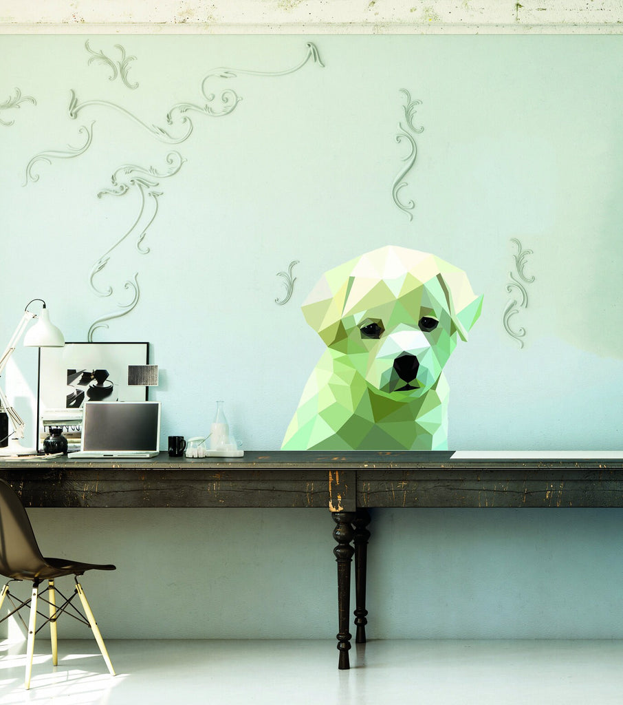 Dog Polygonal Wall decal, dog sticker,bedroom decor, living room decor, Dog Polygon sticker,modern wall art, Multi Color