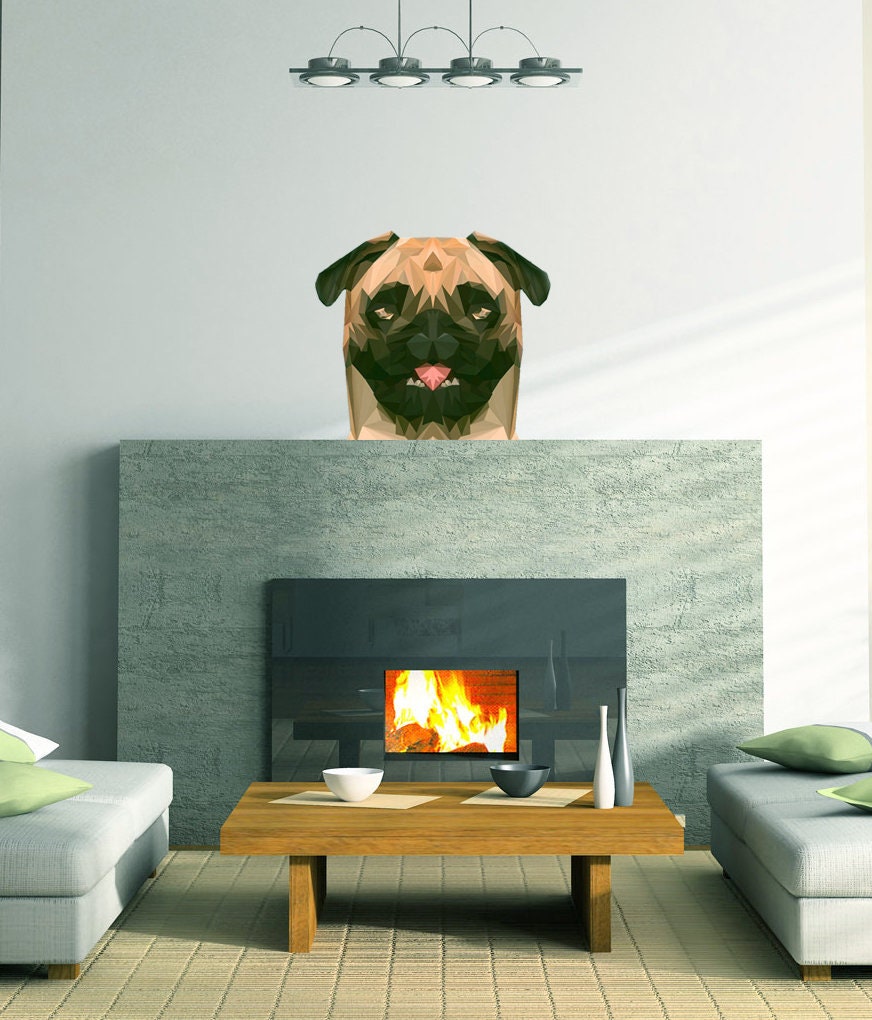 Dog Polygonal Wall decal,dog decorations for the home ,wall decor, living room decor, Dog Polygon sticker,modern wall art, Multi Color GD79