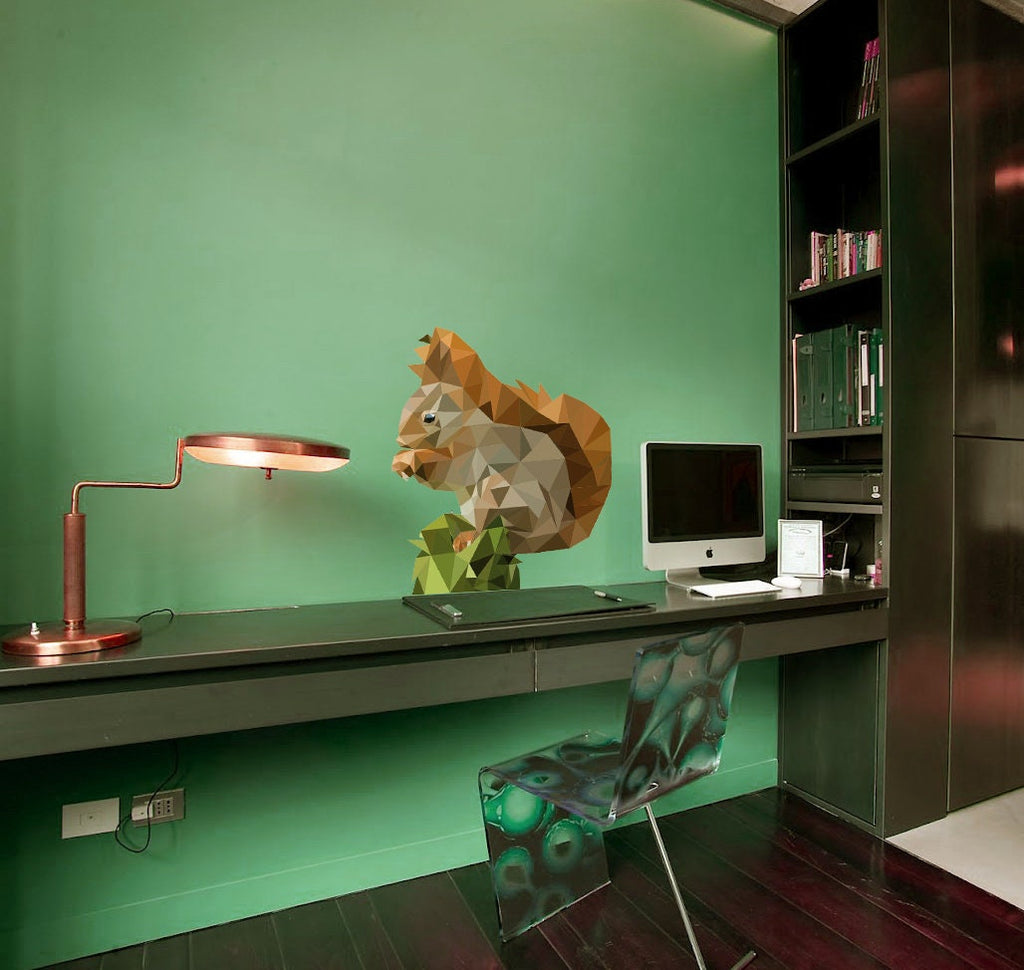Squirrel Polygonal Wall decal, Squirrel Polygon sticker,modern wall art, Multi Color GD80