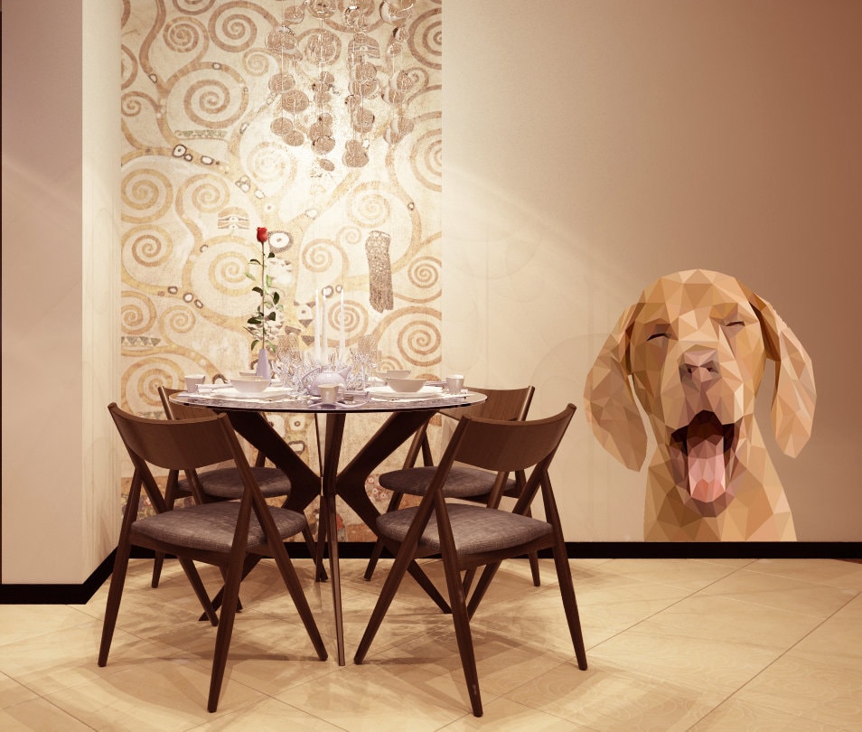 Dog Polygonal Wall decal, wall stickers, living room decor, Labrador dog sticker ,Dog Polygon sticker,modern wall art, Multi Color GD87