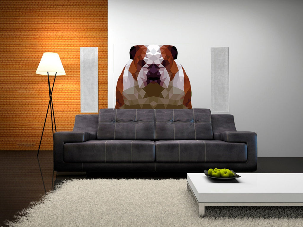 English bulldog dog, Polygonal Wall decal, Winston & Bear Funny Bulldog Wall Decals, English Bulldog 3D Sticker, Multi Color GD191