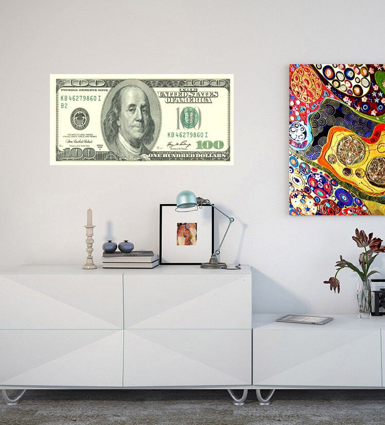 Money dollars Wall decal, Money dollars Wall sticker Vinyl Wall Decal Sticker Money 100 Dollar, Multi Color kc-487