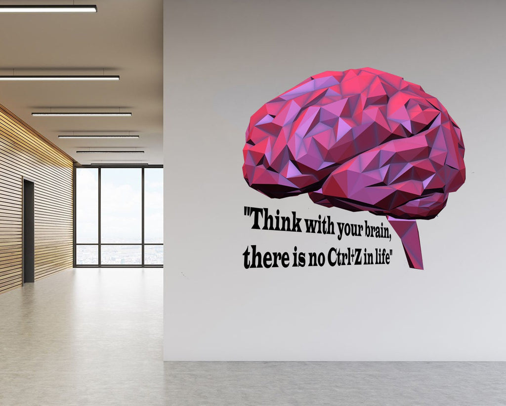 Brain Quote Polygonal Wall decal, Brain Quote Polygon sticker,modern wall art, Multi Color GD197