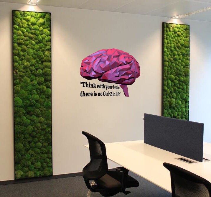 Brain Quote Polygonal Wall decal, Brain Quote Polygon sticker,modern wall art, Multi Color GD197