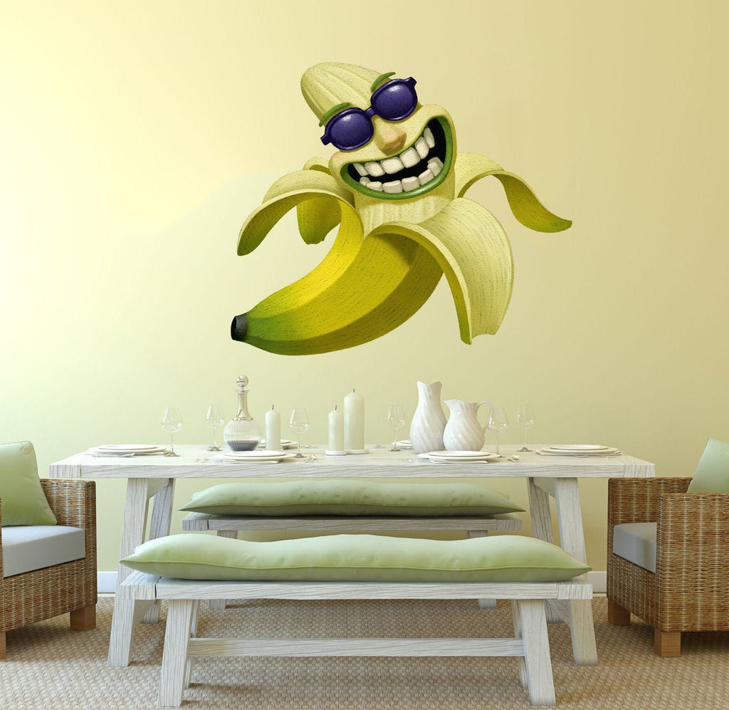 Cheerful Banana Fruit Wall decal, Banana Wall sticker,modern wall art, Multi Color kc-471
