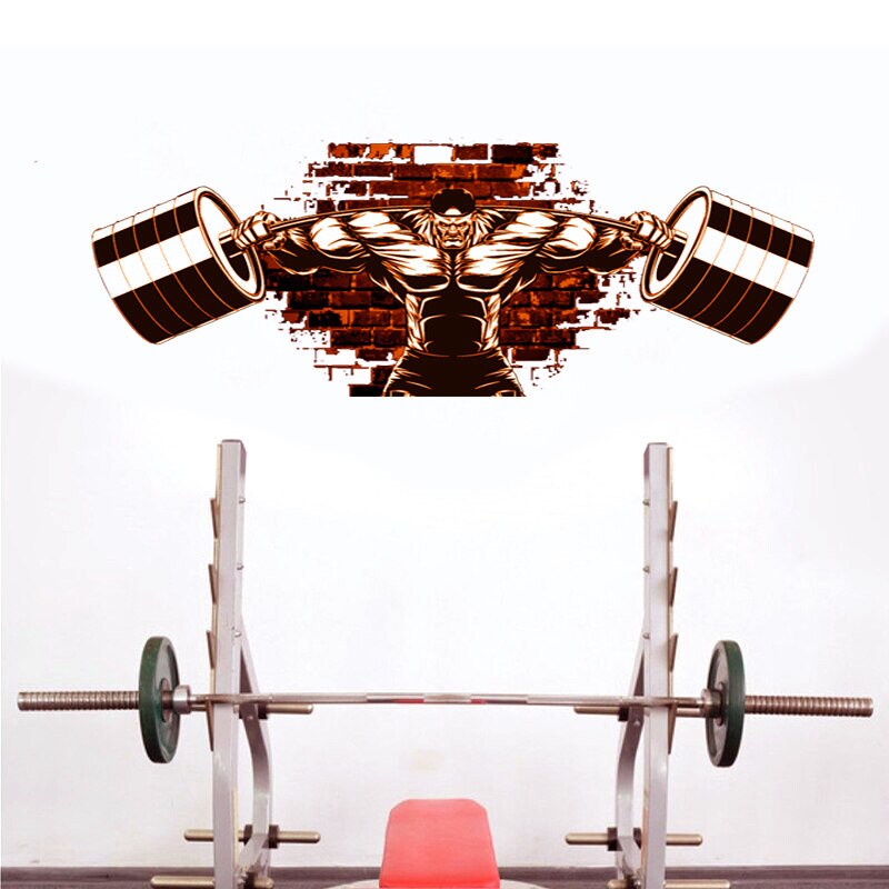 Man Lifting Weights Powerlifter Fitness Gym Weightlifting Bodybuilder Weight Training Arm Flexing Workout Gym Vinyl Wall Decal Sticker-GD96