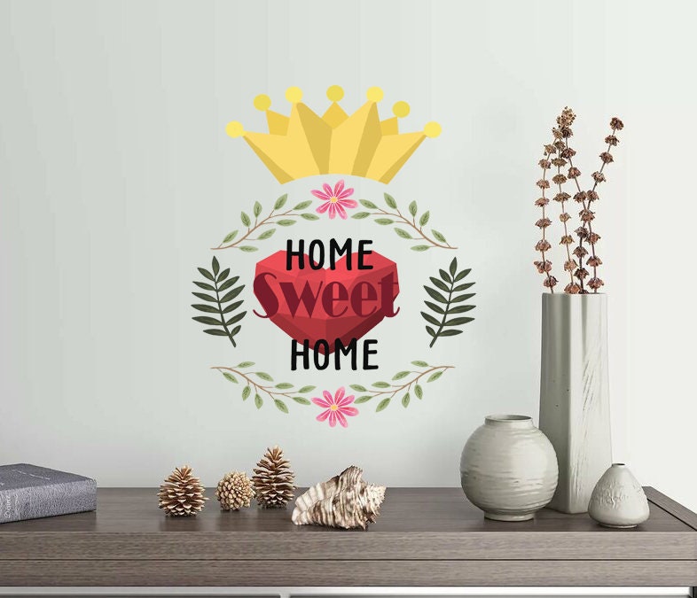 Quote Home Sweet Home Polygonal Wall decal, Quote Polygon sticker,modern wall art, Multi Color GD203