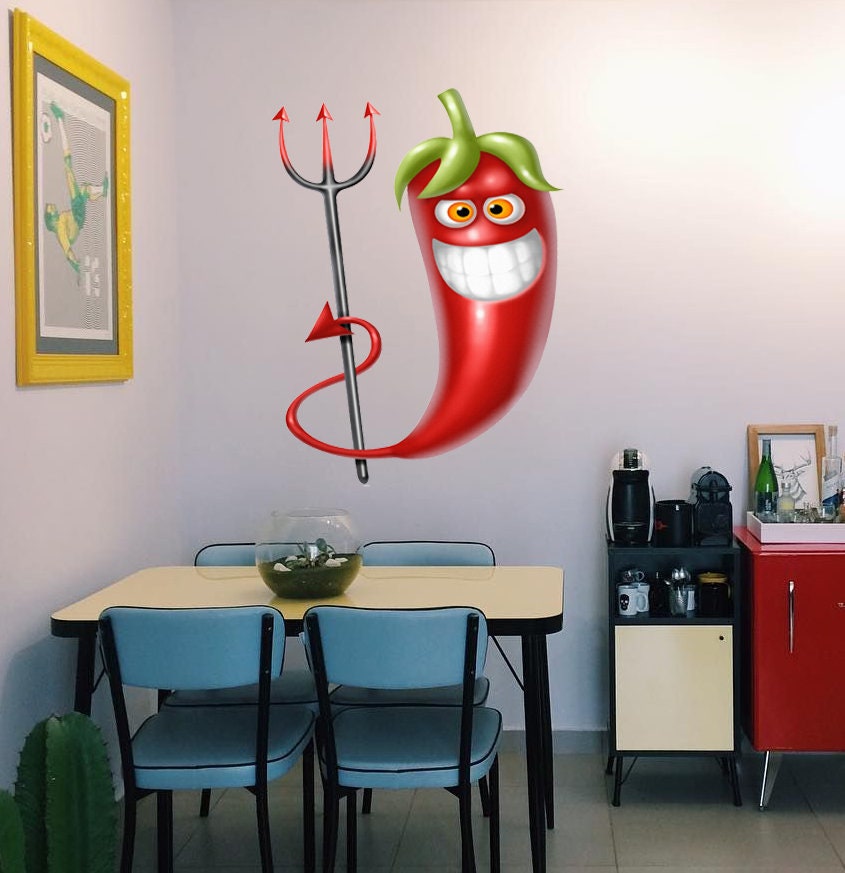 Pepper Devil Wall decal, Pepper Wall sticker,modern wall art, Multi Color k-941