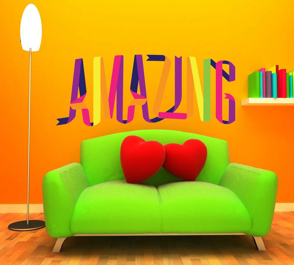 Lettering Amazing Wall decal, Inscription Wall sticker,modern wall art, Multi Color kc-473