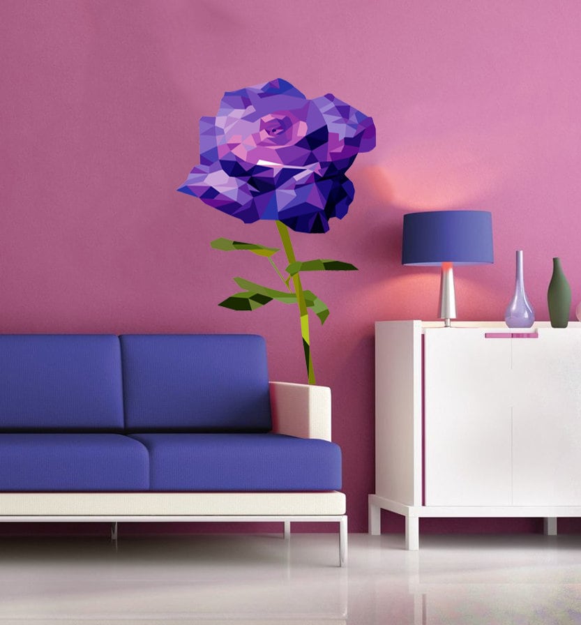 Purple Flower Wall Stickers,Large Flower Wall Decals for Girls Room-Window Sticker Flower- Custom Vinyl Decals for Nursery Decor GD208