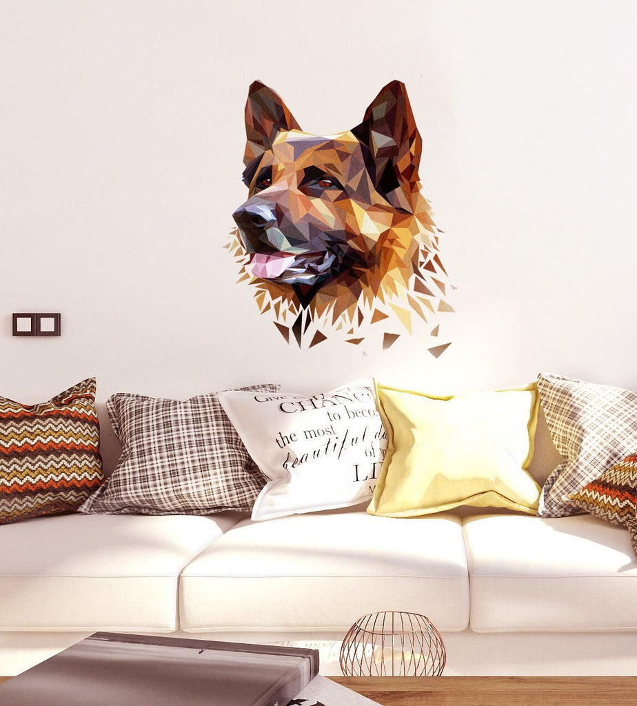 German Shepherd Wall decal, Smiling Dog Breed Bumper Sticker, for Laptops Tumblers Windows Cars Trucks Walls, Multi Color GD117