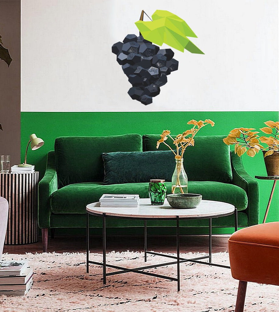 Vinyl Wall Decal Bunch Of Grapes Fruit Wine Kitchen Decor Stickers Large Decor, Wine Grapes Fruit Food Kitchen Design Multi Color GD209