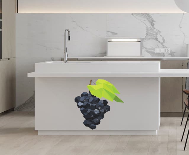 Vinyl Wall Decal Bunch Of Grapes Fruit Wine Kitchen Decor Stickers Large Decor, Wine Grapes Fruit Food Kitchen Design Multi Color GD209