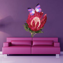 Load image into Gallery viewer, Flower Wall Decal,boho Wall Decor for Girls Room,Custom Vinyl Sticker for Bedroom, Butterfly Flower Polygon Sticker- GD210