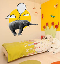 Load image into Gallery viewer, Elephant Wall Decal Flying ,Sticker Cute Elephant Balloon Decal for Baby Nursery Bedroom Classroom Decoration modern wall Multi Color k-879